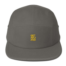 GETABOARD- Five Panel Cap- Stacked- GOLD