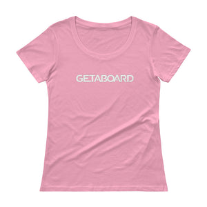 GETABOARD- Ladies' Scoopneck T-Shirt- Font - WHT