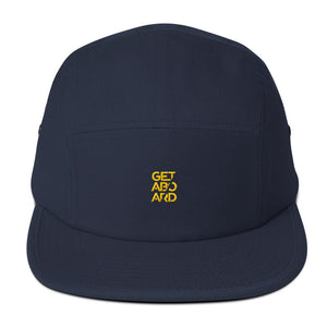 GETABOARD- Five Panel Cap- Stacked- GOLD